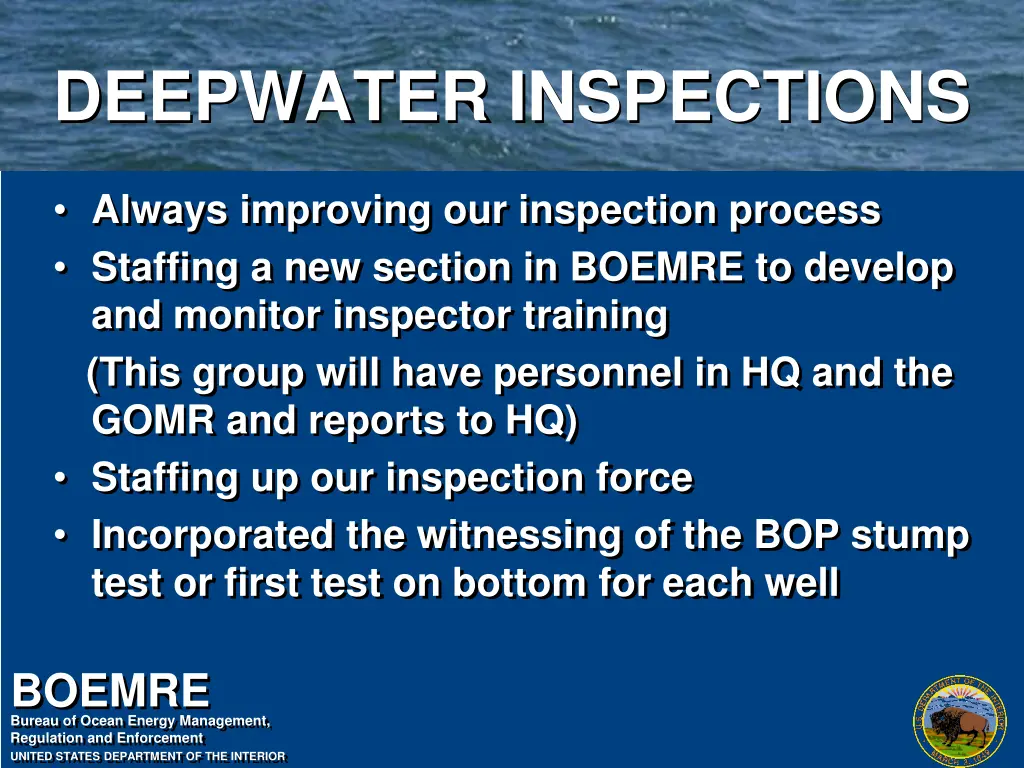 deepwater inspections