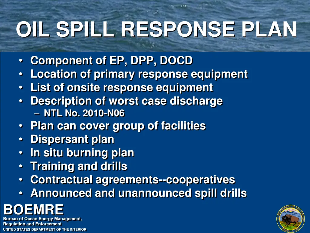 oil spill response plan