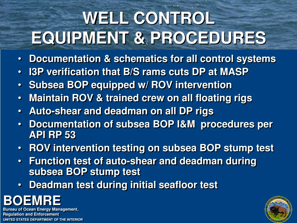 well control equipment procedures