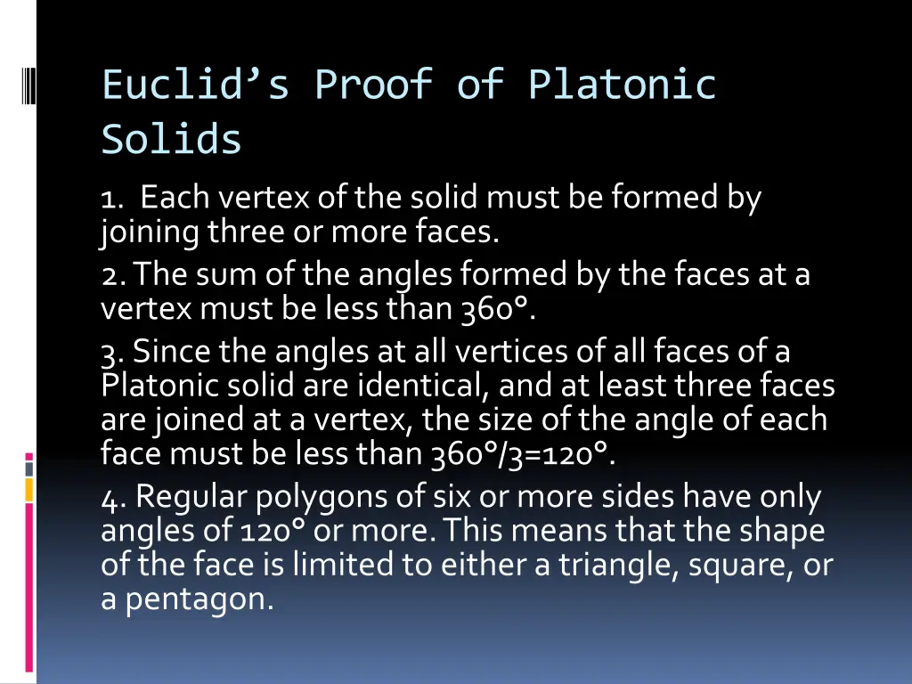 euclid s proof of platonic solids 1 each vertex