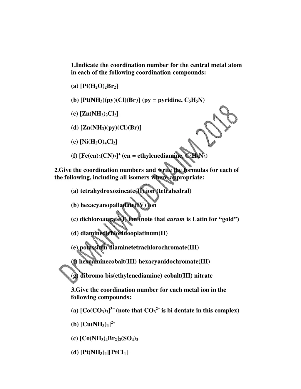 1 indicate the coordination number