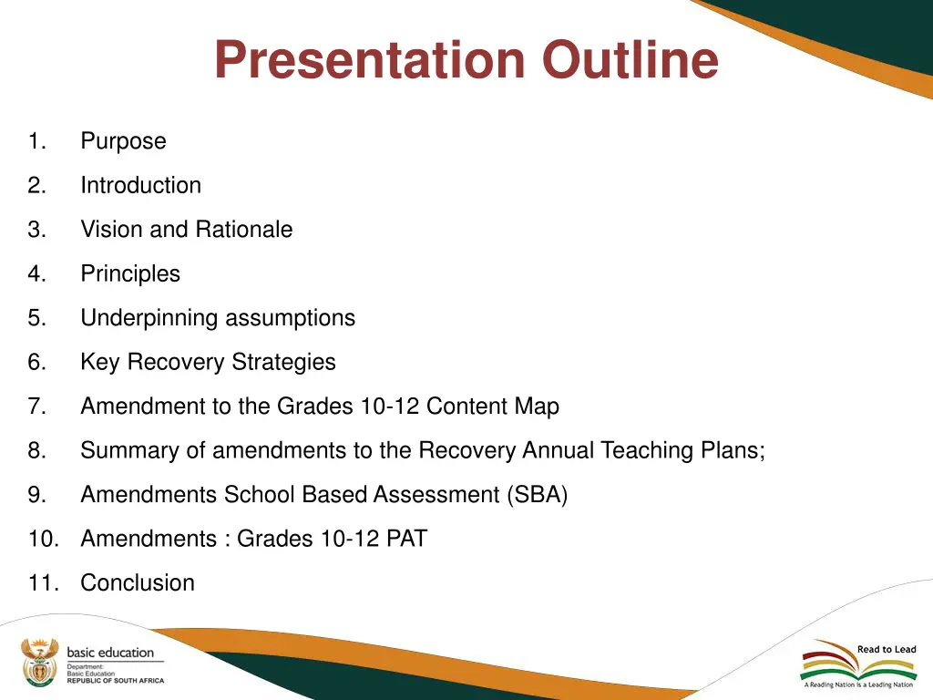 presentation outline