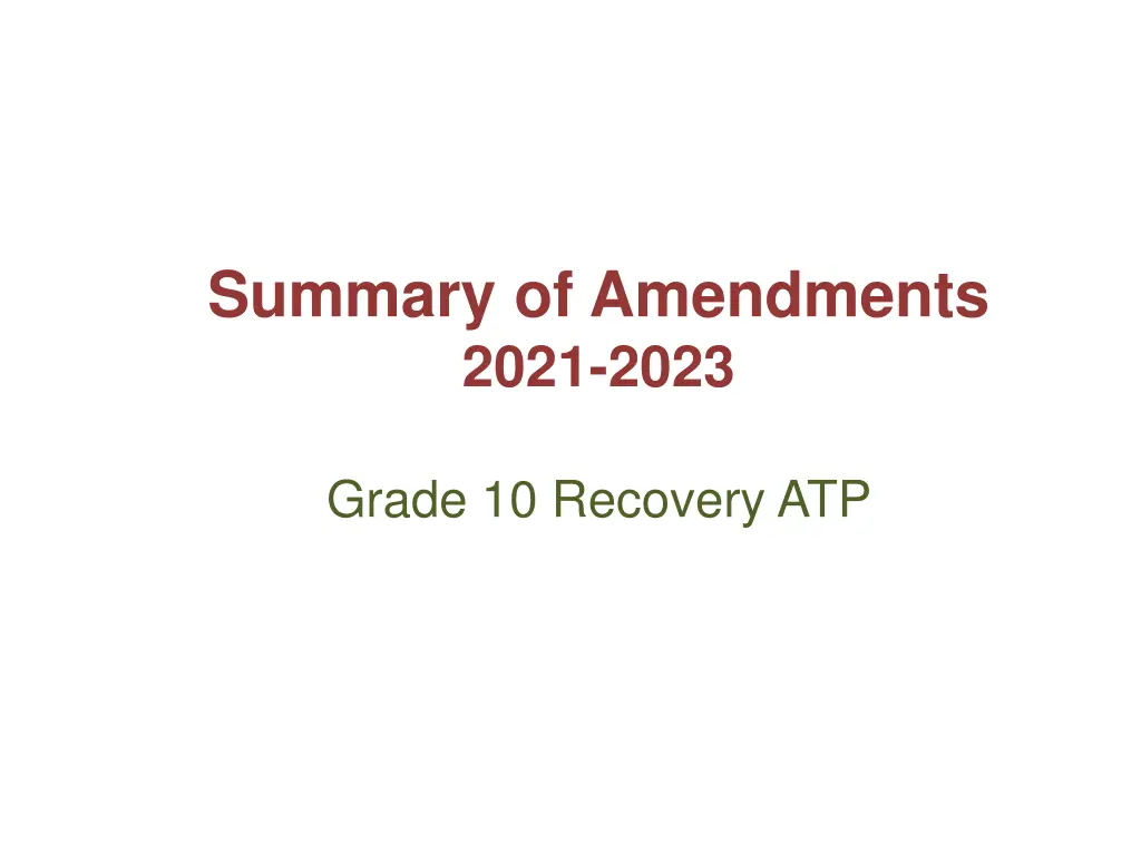 summary of amendments 2021 2023 1