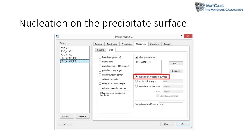 nucleation on the precipitate surface