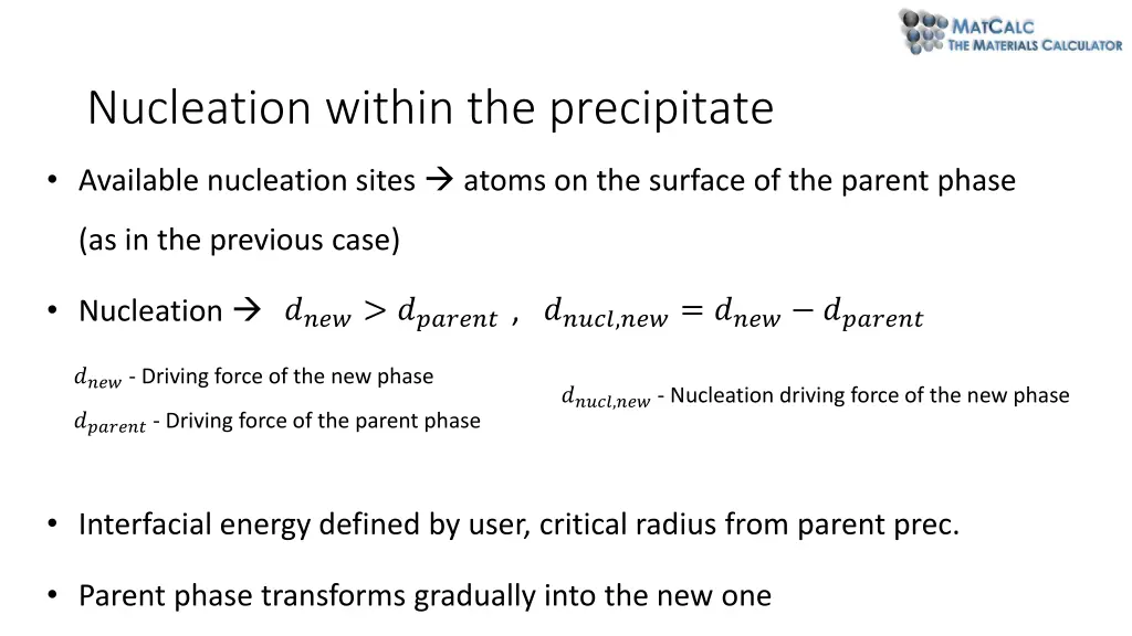 nucleation within the precipitate 1