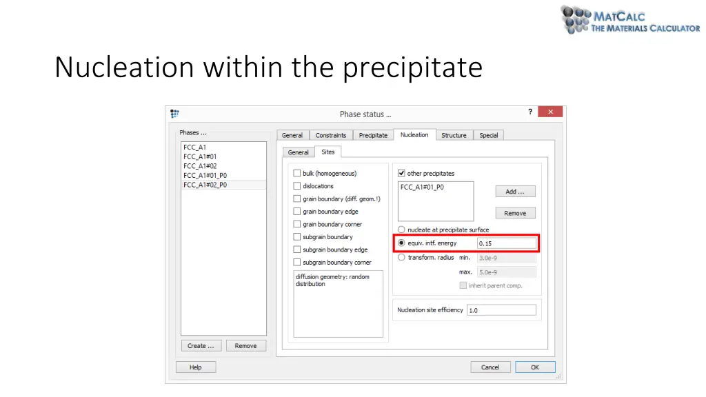 nucleation within the precipitate