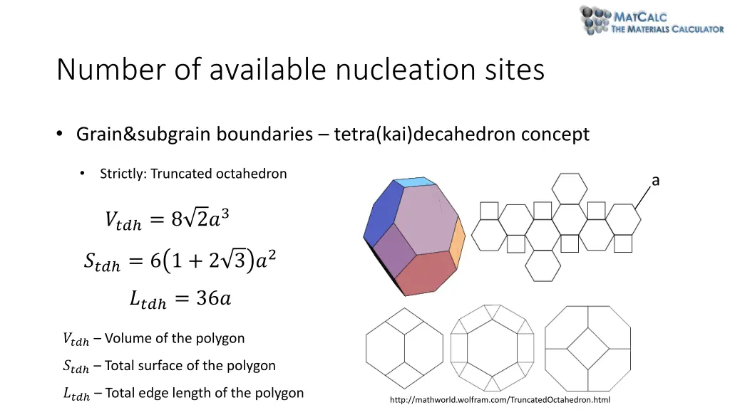 number of available nucleation sites 1