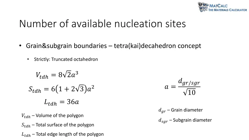 number of available nucleation sites 2