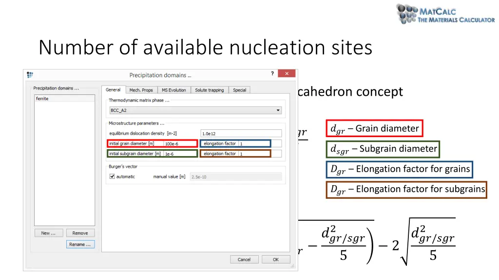 number of available nucleation sites 4