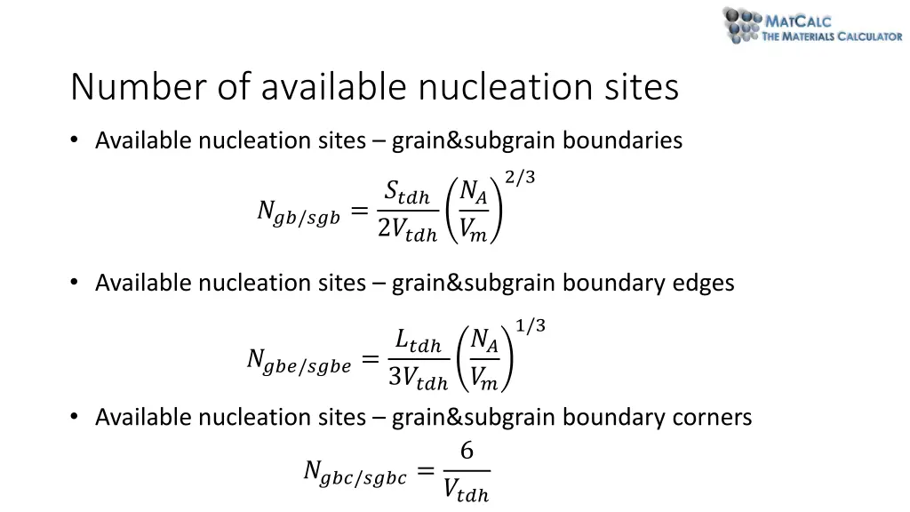 number of available nucleation sites 5