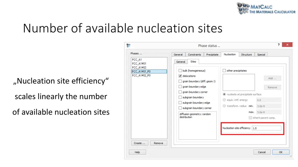 number of available nucleation sites 6