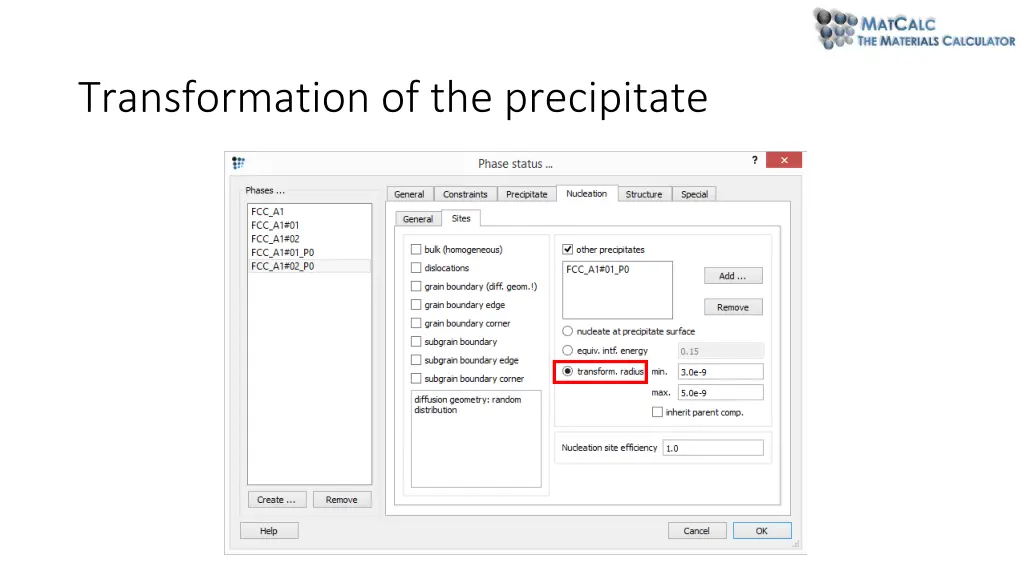 transformation of the precipitate