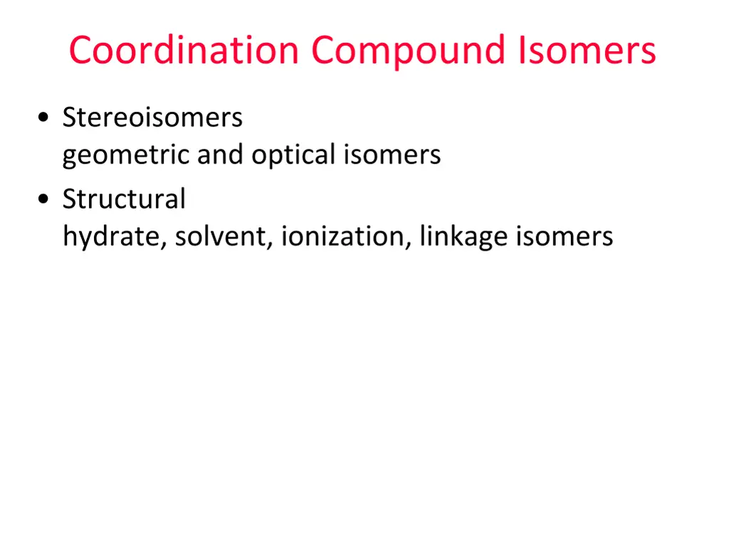 coordination compound isomers