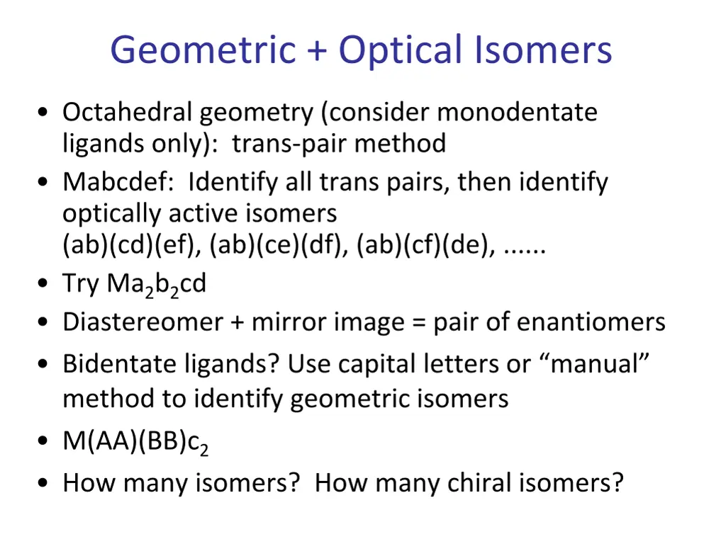 geometric optical isomers