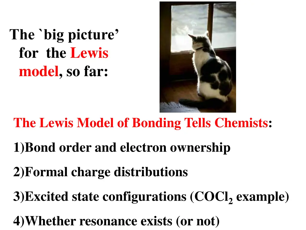 the big picture for the lewis model so far