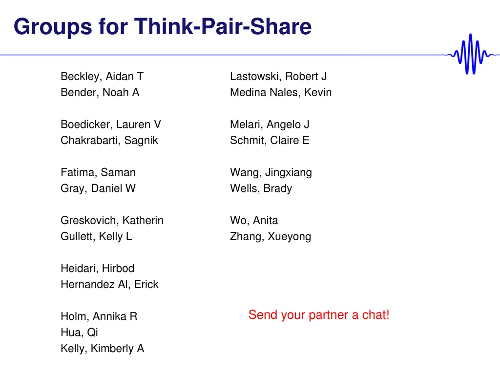 groups for think pair share