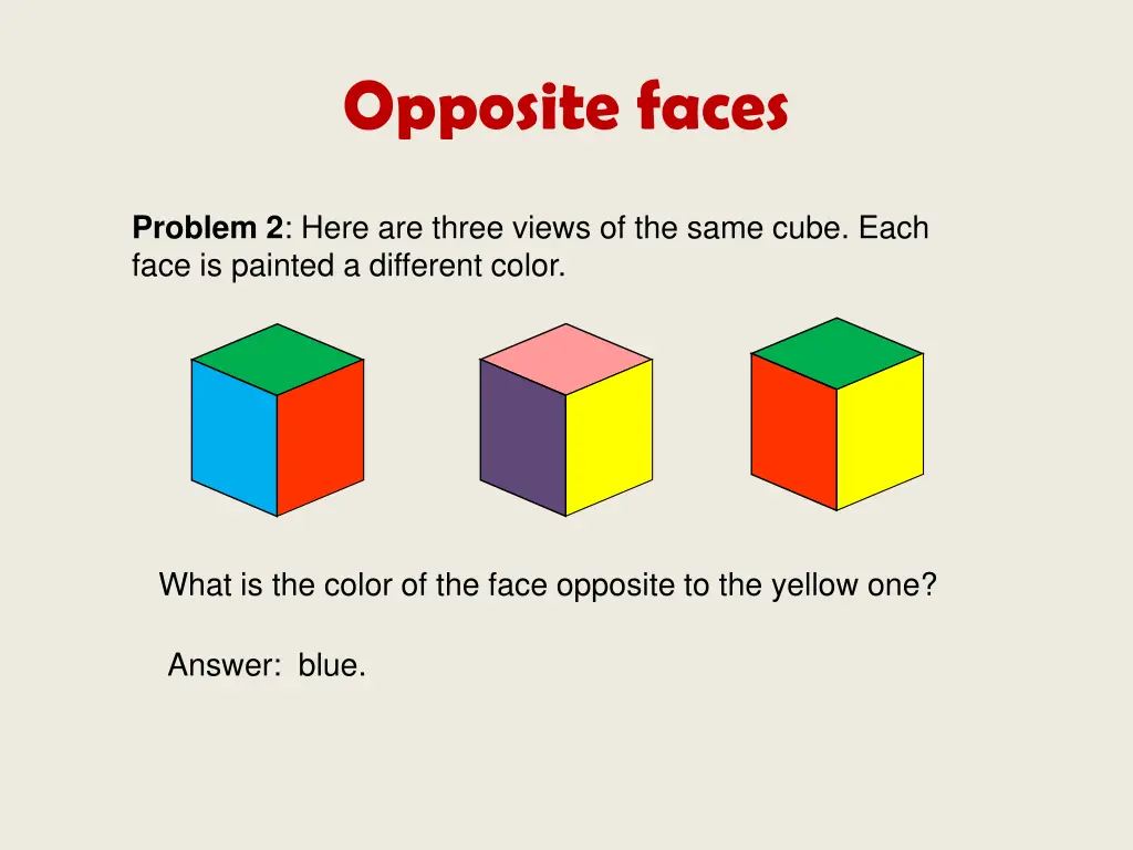 opposite faces 1