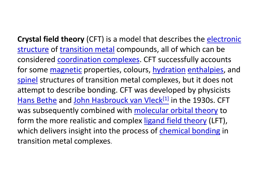 crystal field theory cft is a model that