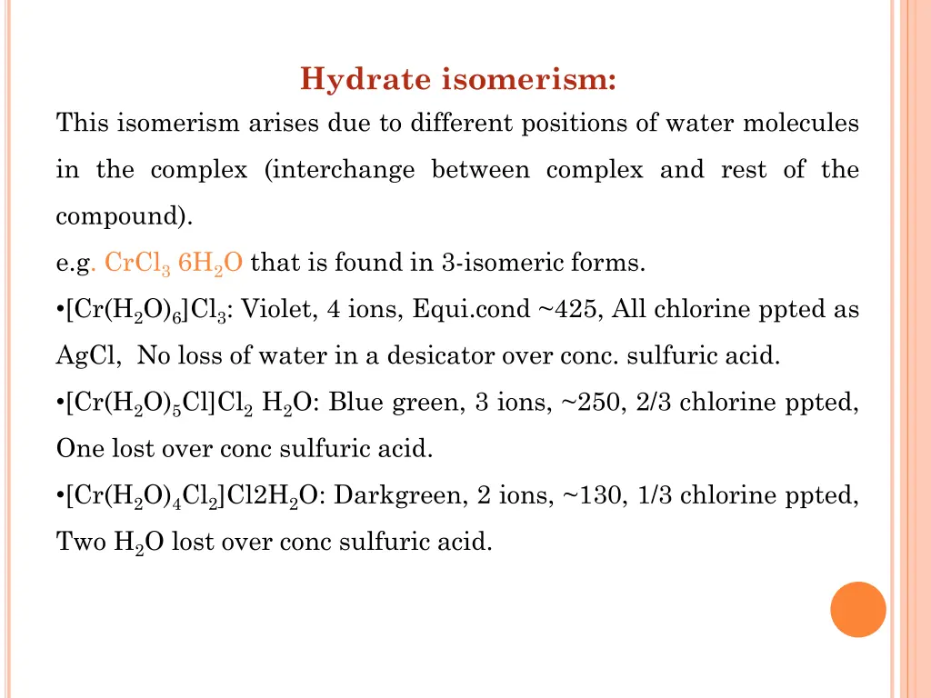 hydrate isomerism