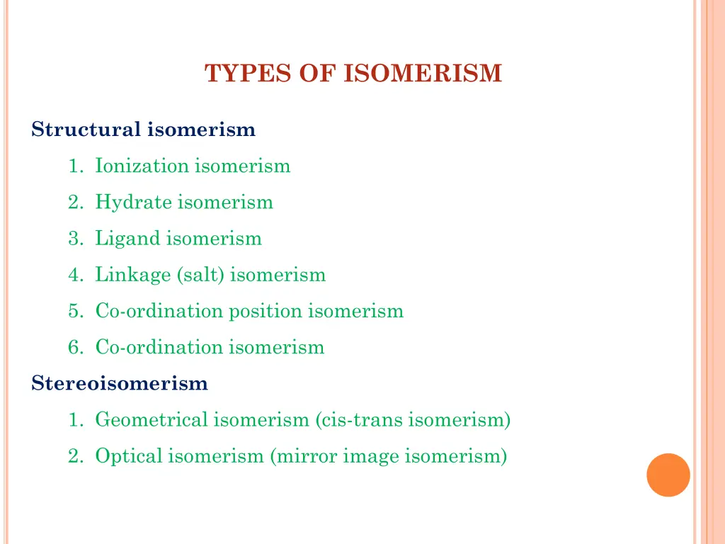 types of isomerism