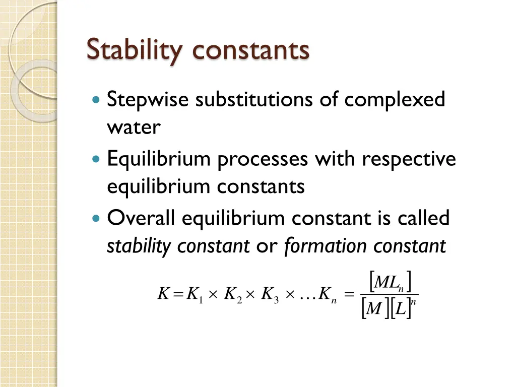 stability constants