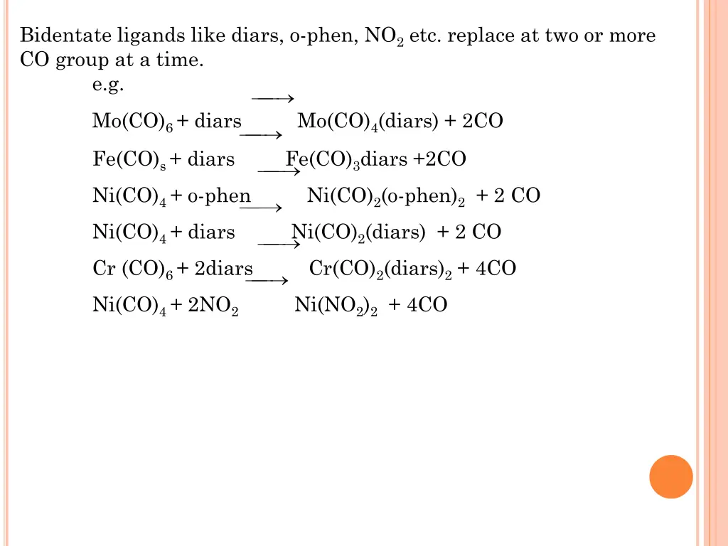 bidentate ligands like diars o phen