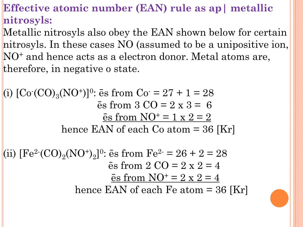 effective atomic number ean rule as ap metallic