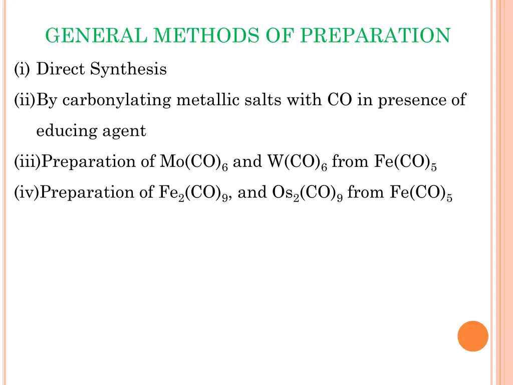 general methods of preparation