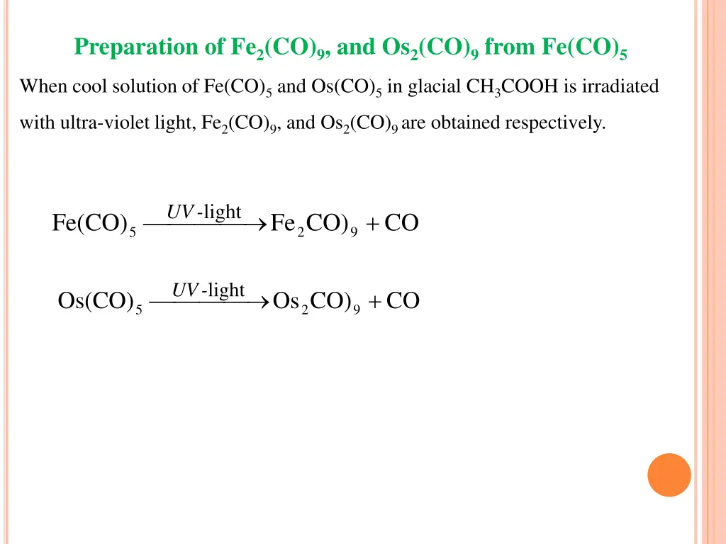 preparation of fe 2 co 9 and os 2 co 9 from