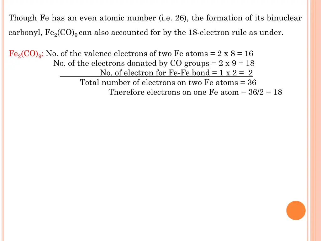 though fe has an even atomic number