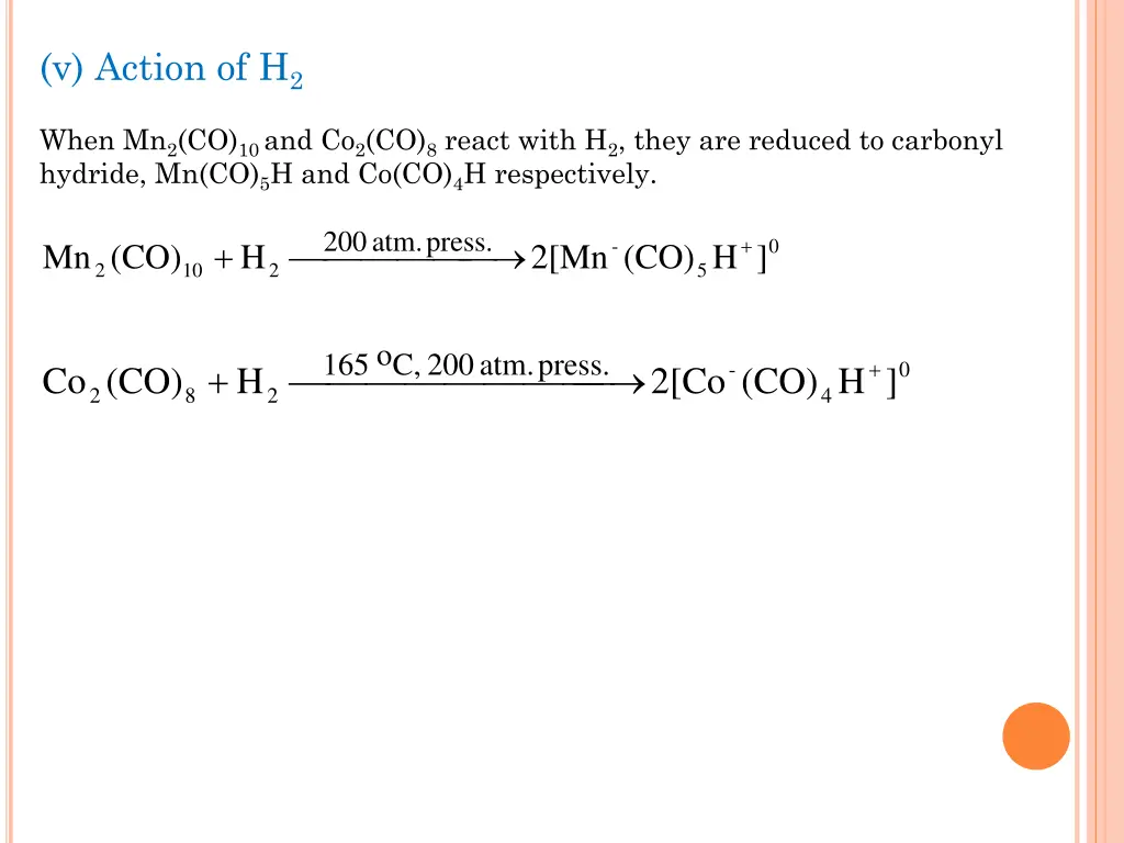 v action of h 2