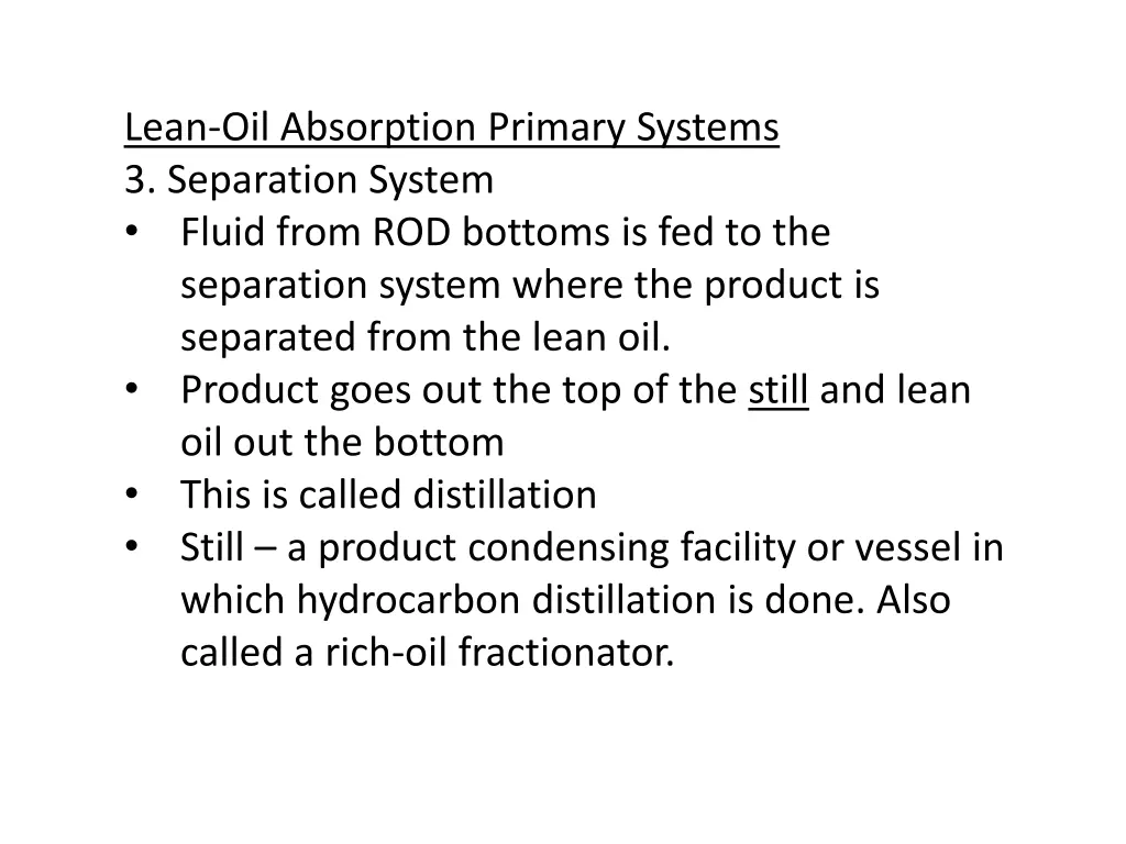 lean oil absorption primary systems 3 separation 1