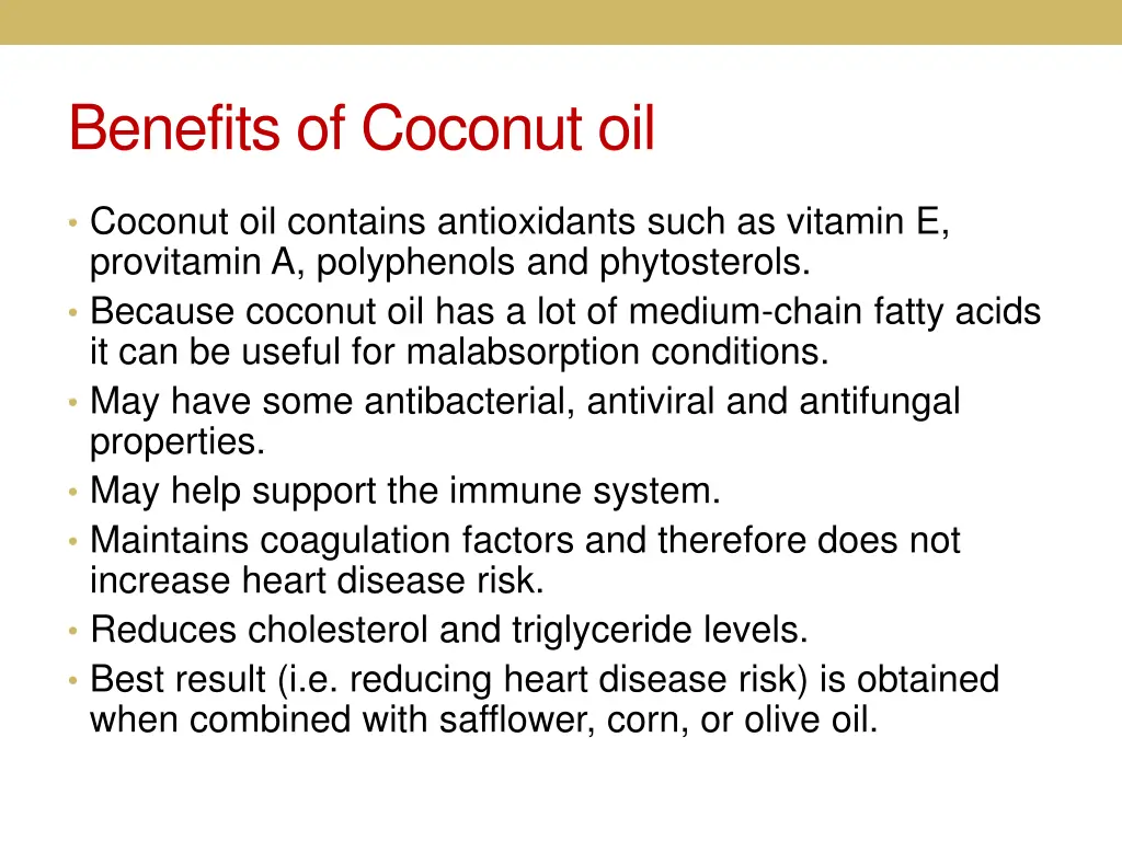 benefits of coconut oil