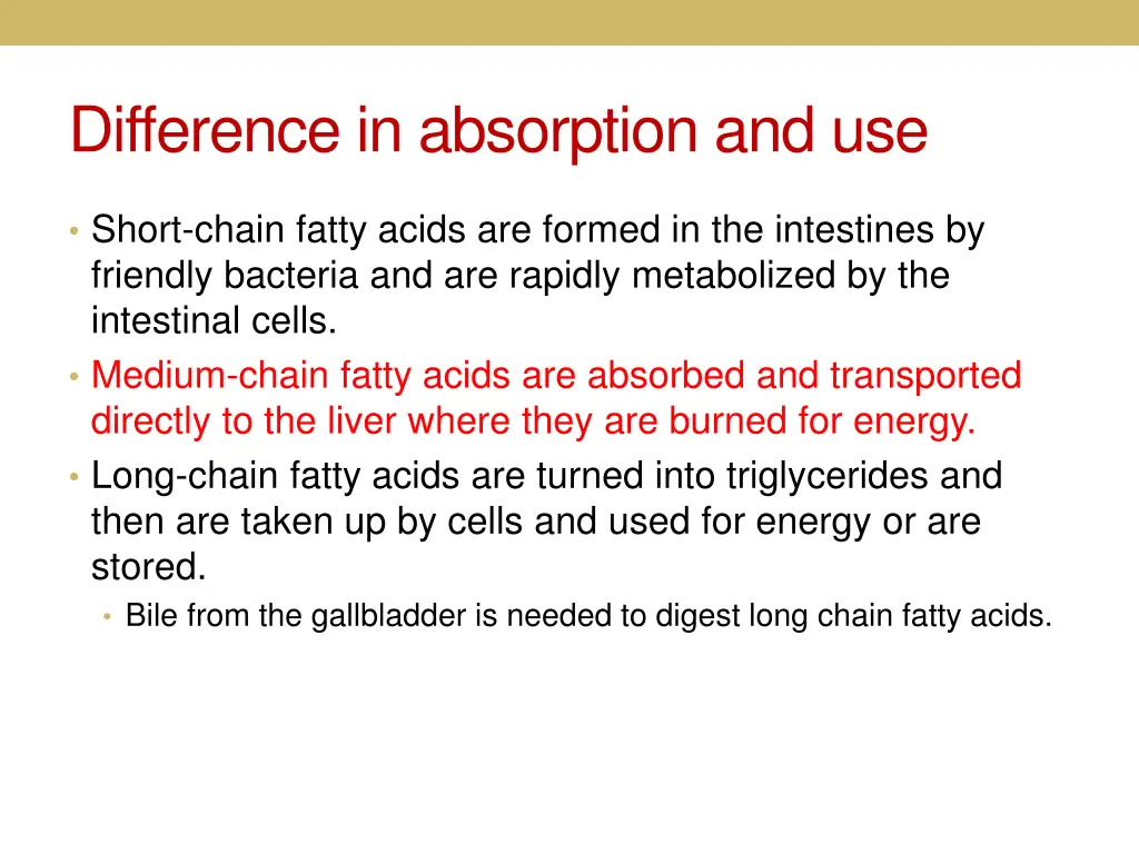 difference in absorption and use