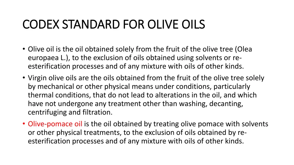 codex standard for olive oils codex standard