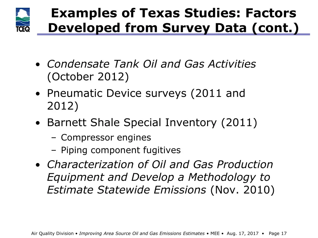 examples of texas studies factors developed from 1