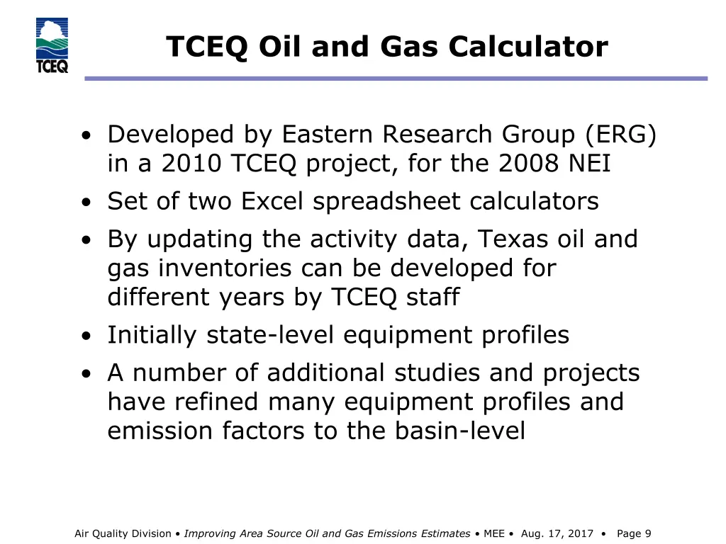 tceq oil and gas calculator