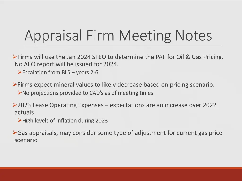 appraisal firm meeting notes