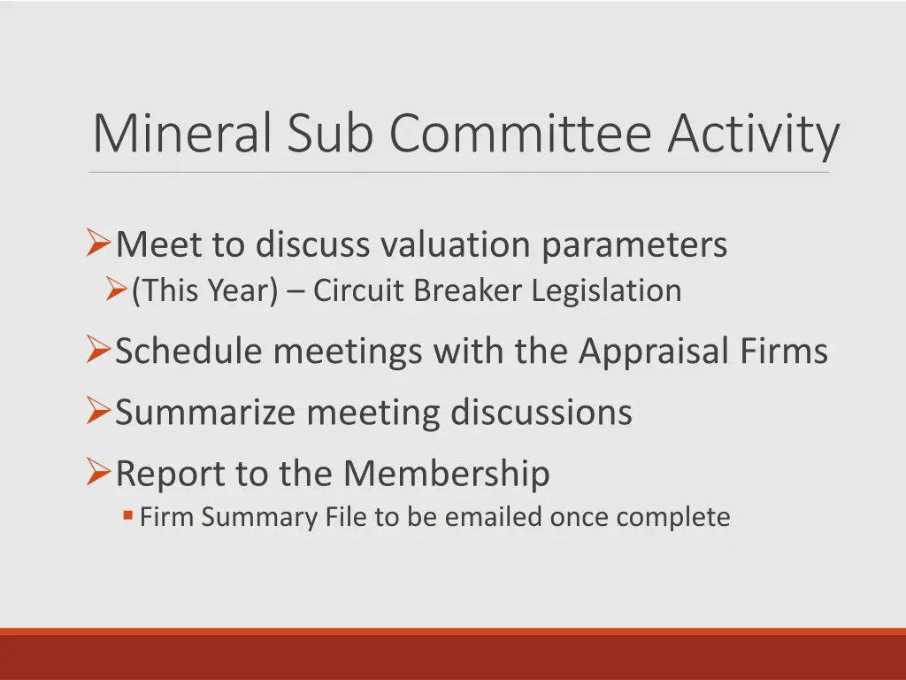 mineral sub committee activity