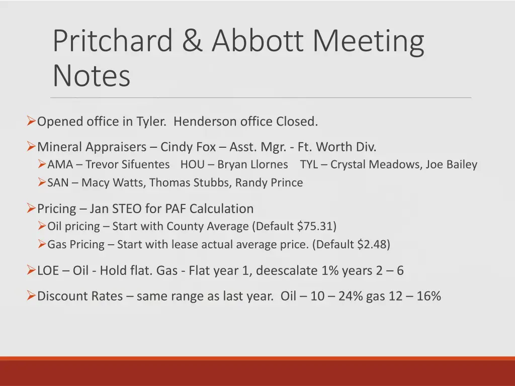 pritchard abbott meeting notes