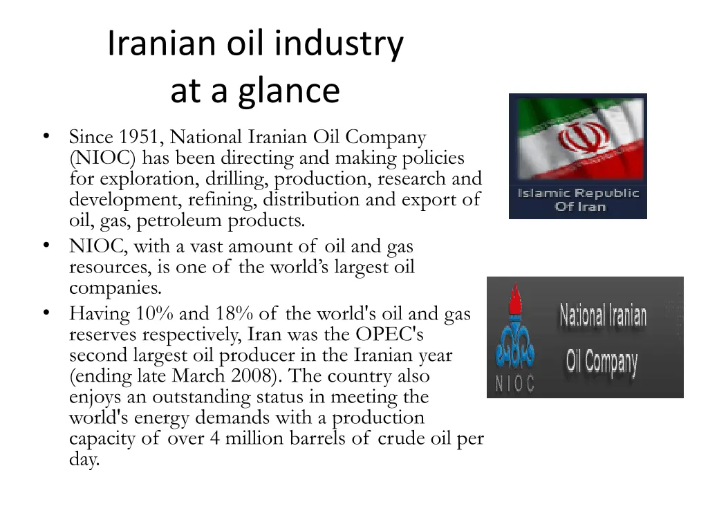 iranian oil industry at a glance 1