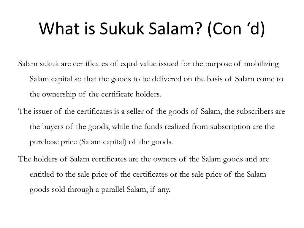 what is sukuk salam con d