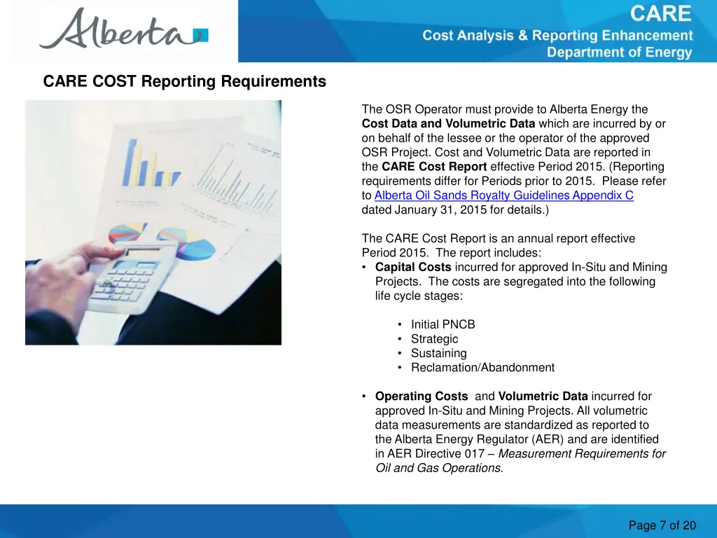 care cost reporting requirements