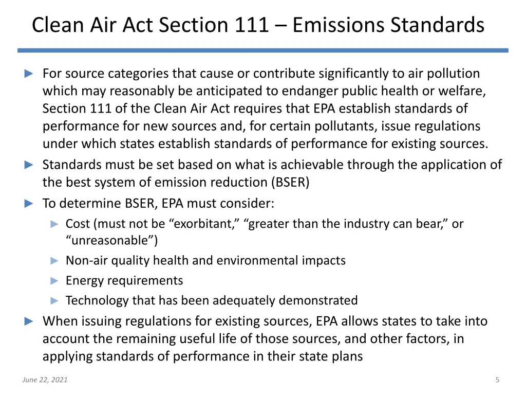 clean air act section 111 emissions standards