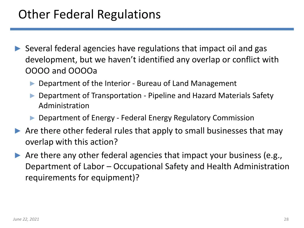 other federal regulations