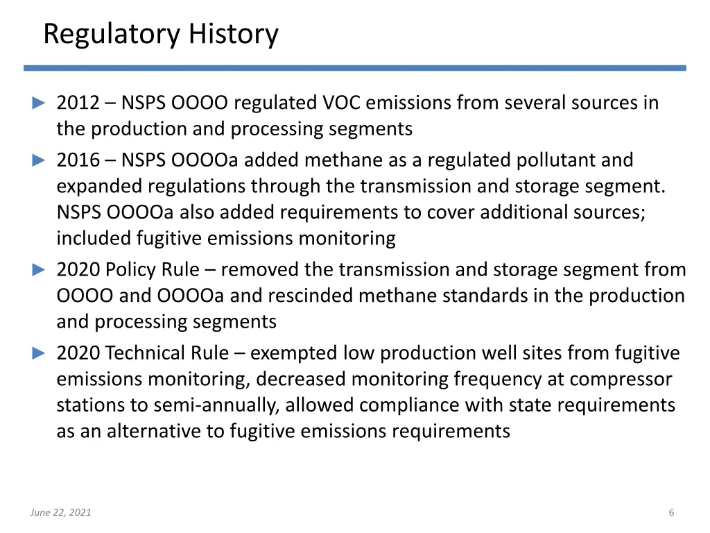 regulatory history