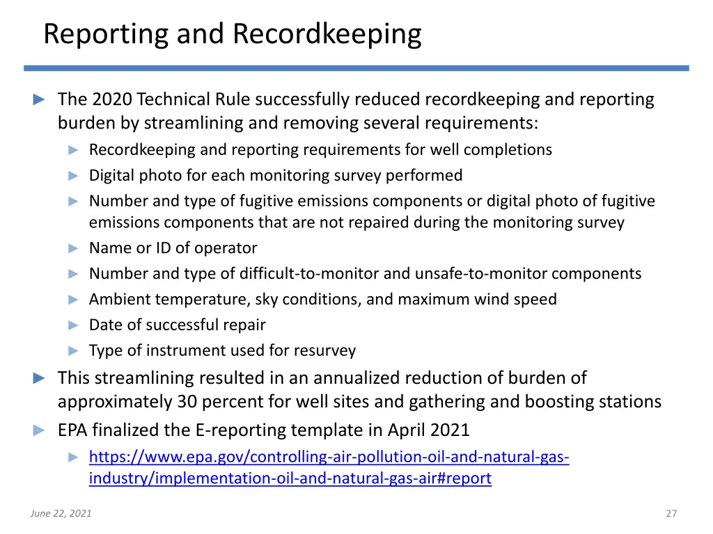 reporting and recordkeeping