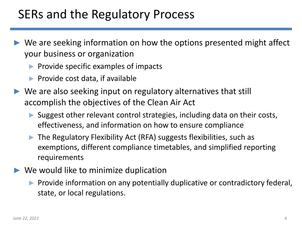 sers and the regulatory process