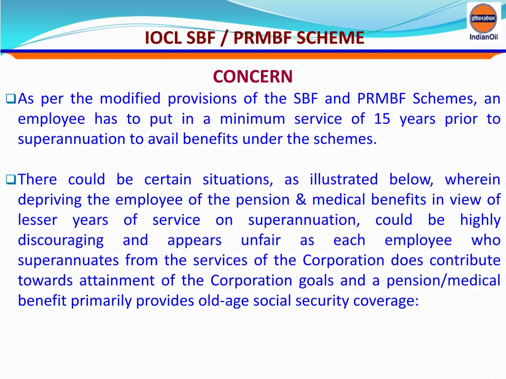 iocl sbf prmbf scheme