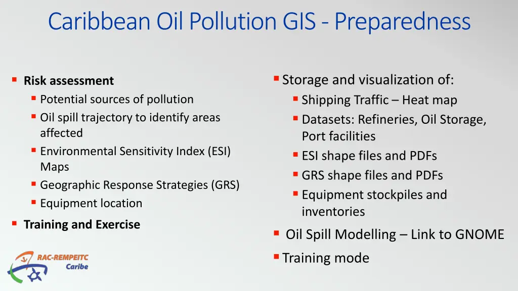 caribbean oil pollution gis preparedness